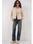 9117 Kruvaze Yaka Crop Ceket - Bej 2