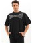 Unisex Oversize Taşlı T-Shirt - Siyah 4