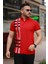 Kırmızı Baskı Detaylı Polo Yaka Kısa Kollu Tişört -2519 1