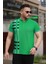 Yeşil Baskı Detaylı Polo Yaka Kısa Kollu Tişört -2519 2