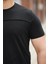 Siyah Parçalı Dikiş Detaylı Regular Fit Kısa Kollu Tişört -2523 3