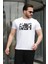 Beyaz Baskılı Sıfır Yaka Regular Fit Kısa Kollu Tişört -2509 1