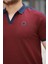 Bordo Nakışlı V Polo Yaka Kısa Kollu TIŞÖRT-2524 3