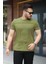 Haki Parçalı Dikiş Detaylı Regular Fit Kısa Kollu Tişört -2523 1