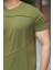 Haki Parçalı Dikiş Detaylı Regular Fit Kısa Kollu Tişört -2523 3