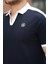 Lacivert Nakışlı V Polo Yaka Kısa Kollu TIŞÖRT-2524 3