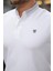 Beyaz Logo Nakışlı Polo Yaka Kısa Kollu Tişört -2518 2