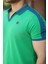 Yeşil Nakışlı V Polo Yaka Kısa Kollu TIŞÖRT-2524 3