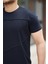Lacivert Parçalı Dikiş Detaylı Regular Fit Kısa Kollu Tişört -2523 3