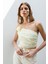 Sarı Gül Detaylı Asimetrik Tek Askılı Pamuklu Bluz 1
