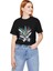 Unisex Bisiklet Yaka Baskılı T-Shirt - Siyah 2