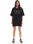 Unisex Bisiklet Yaka Baskılı Oversize T-Shirt - Siyah 5