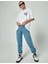 Bisiklet Yaka Baskılı Oversize T-Shirt - Beyaz 5