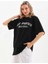 Unisex Baskılı Oversize T-Shirt - Siyah 5
