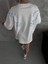 Unisex Bisiklet Yaka Baskılı Oversize T-Shirt - Beyaz 5