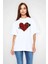 Unisex Bisiklet Yaka Baskılı Oversize T-Shirt - Beyaz 2