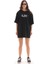 Unisex Bisiklet Yaka Baskılı Oversize T-Shirt - Siyah 1