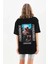 Unisex Baskılı Oversize T-Shirt - Siyah 4