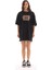 Unisex Bisiklet Yaka Baskılı Oversize T-Shirt - Siyah 3