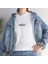 Unisex Bisiklet Yaka Baskılı T-Shirt - Beyaz 1