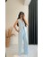 Beauty Beli Düğmeli Kumaş Pantalon Mavi 3