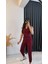 Diano Beli Düğmeli Likralı Palazzo Bordo Pantalon 3