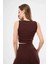 Fitilli Baskılı Crop - Bordo 4