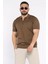 Erkek Polo Yaka Yarım Fermuarlı Kendinden Desenli Tişört P-00017366 1
