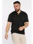 Erkek Polo Yaka Yarım Fermuarlı Kendinden Desenli Tişört P-00017366 2