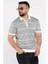Erkek Polo Yaka Yarım Fermuarlı Çizgi Desenli Triko Tişört P-00016752 2