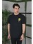 Unisex Bisiklet Yaka Baskılı Oversize T-Shirt - Siyah 4