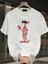 Baskılı Oversize Bisiklet Yaka T-Shirt - Beyaz 1