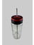 Vakumlu Kapaklı Metal Pipetli Cam Kavanoz Bardak 0,5ml Kırmızı Cam Matara 2