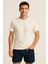 Kırık Beyaz %100 Pamuklu Yarı Oversize Basic Tişört 1