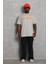 Unisex Oversize Baskılı Bisiklet Yaka T-Shirt - Gri 3