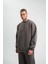 Uzun Kol Bisiklet Yaka Basic Sweatshirt - Füme 2