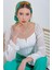 Beyaz Şifon Önü Fermuarlı Bluz 0496 3
