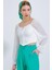 Beyaz Şifon Önü Fermuarlı Bluz 0496 4