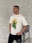 Ön ve Arka Baskılı Oversize Bisiklet Yaka T-Shirt- Beyaz 3