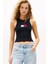 Kadın Ribbed Slim Racerback T-Shirt - Siyah 1