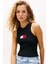 Kadın Ribbed Slim Racerback T-Shirt - Siyah 4