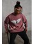 Erkek Güvercin Baskılı Sweatshirt - Gül Kurusu 4