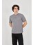 Unisex Jakar Kumaş Slim Fit T-Shirt - Boyalı Gri 4