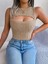 Kadın Askılı Bisiklet Yaka Güpüs Dekolteli Triko Crop Bluz 5