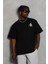Unisex Oversize Baskılı Bisiklet Yaka T-Shirt - Siyah 1