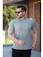 Erkek Bisiklet Yaka Örgü Desenli Kısa Örme Triko Kısa Kollu T-Shirt 1