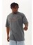 Unisex Oversize Taşlı Bisiklet Yaka T-Shirt - Füme 2