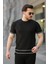 Erkek Jakarlı Ribanalı Kısa Kollu T-Shirt 1