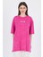 Fuşya Inci Yıldız Nakışlı Oversize Tişört 253018 1