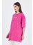 Fuşya Inci Yıldız Nakışlı Oversize Tişört 253018 2